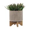 S/2 5/8" MESH PLANTER W/ STAND, TAN